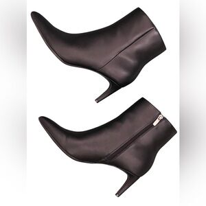 Nine West 👠 Black Leather Stiletto Heel Boots Zipper Pointed Toe 10M